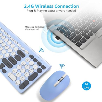 LeadsaiL Wireless Keyboard and Mouse Combo, Wireless USB Mouse and Computer Keyboard Set, Compact and Silent for Windows Laptop, Desktop, PC- Colorful - color: Colorful