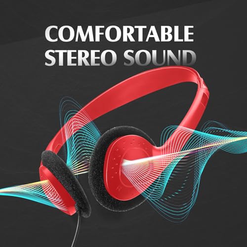 Flutesan 20 Pack Headphones Bulk Libraries Wired on Ear Headphones Over The Head Earphones for Boys Girls Adults(Red) - color: Red