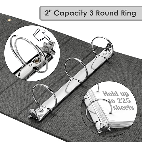 EYROZILL 3 Ring Binder 2 Inch, Binder for Letter Size (11" x 8.5") with 5 Tab Dividers, File Folder Labels and Low Profile Clipboards, Life Tree - color: Dark Grey Tree, size: ‎Letter Size - 2 Inch