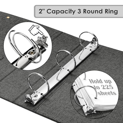 EYROZILL 3 Ring Binder 2 Inch, Binder for Letter Size (11" x 8.5") with 5 Tab Dividers, File Folder Labels and Low Profile Clipboards, Darkgrey - color: Dark Grey, size: ‎Letter Size - 2 Inch