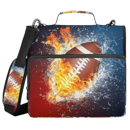 3 Ring Zipper Binder With Shoulder Strap Documents Storage Organizer Animal Dog - color: Fire Water Blue
