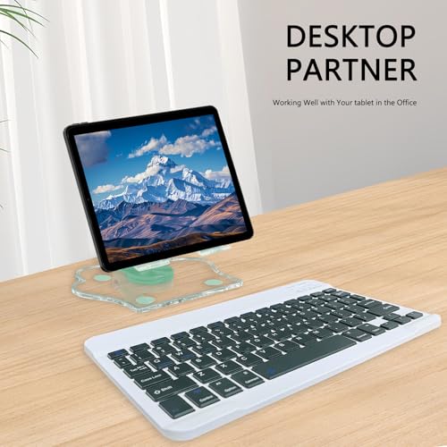 for Bluetooth Keyboard, Cute Tablet Stand Adjustable Adjustable & Foldable, Wireless Rechargeable Keyboard for iPad, iPad Pro/Mini/Air， Samsung Xiaomi Tablets, etc - Green - color: A-Keyboard-Green