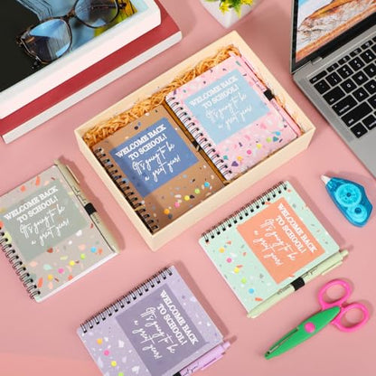 Dunzoom 40 Pcs Welcome Back to School Gifts Bulk Spiral Notebooks with Sticky Notes Motivational Pens First Day of School Notepads Party Favor for Teacher Student Classroom(Terrazzo Tones,Multicolor) - style: Terrazzo Tones