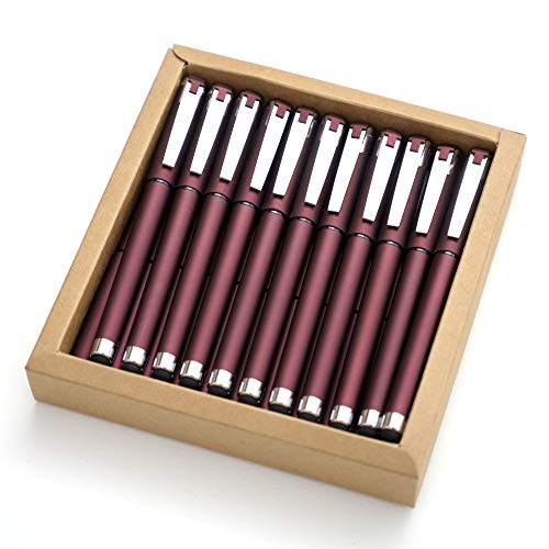 MiSiBao 0.7mm Black Ink Gel Ink Rollerball Pens 2 in 1 Medium Point Pens with Stylus Work Pen Smooth Writing for Office Black gel pen (Burgundy-18pack) - color: Burgundy-0.7mm-18pack