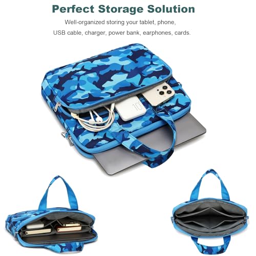 Octsky Tablet Sleeve Bag Kids Tablet/Ipad Carrying Bag 12.5 inch with shoulder strap, soft Lining - color: Shark Blue