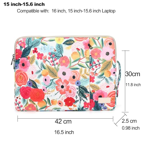 Laptop Sleeve 13.3 inch14 Inch, 15.6inchWater Resistant Traveling Computer Cover with Handle, Shockproof Protective Carrying Laptop Case (Y8-Garden Rose, 15 inch-15.6 inch) - color: Y8-Garden Rose, size: 15 inch-15.6 inch