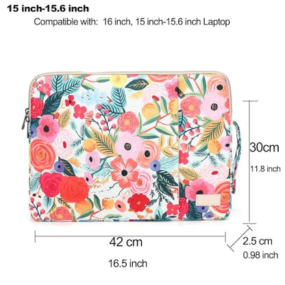 Laptop Sleeve 13.3 inch14 Inch, 15.6inchWater Resistant Traveling Computer Cover with Handle, Shockproof Protective Carrying Laptop Case (Y8-Garden Rose, 15 inch-15.6 inch) - color: Y8-Garden Rose, size: 15 inch-15.6 inch
