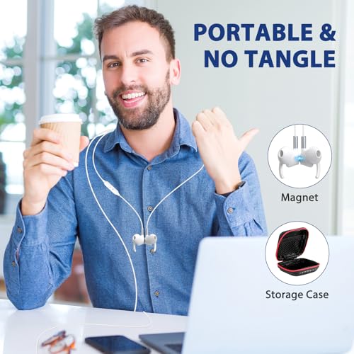 ASKUBSKU USB Headphones Earbuds with Microphone for PC 7.5 Ft Cable, White | USB A Headphones for Computer Office Meeting, Wired Headset with Mute Stereo Call Laptop Earphones for Dell/Surface - color: White