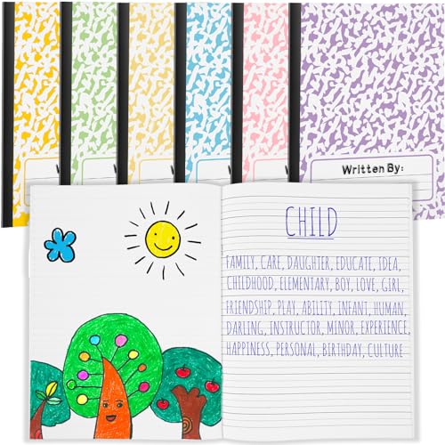 Henoyso 6 Pack Primary Composition Notebook for Kids, K-2 Journal with Half Blank Half Lined Pages, Draw and Write Journal for Kindergarten, 1st & 2nd Grade, Pastel Color Covers - color: Pastel