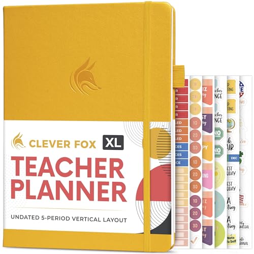 Clever Fox Teacher Planner, School & Homeschool Book, A4 Size Amber Yellow | Undated, 8.5x11, lay-flat binding, heavy-duty hardcover, teacher lesson weekly & daily planner, homeschool supplies - color: Amber Yellow, size: A4 (8.5" x 11")