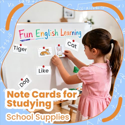 600 Count White Index Cards 3x5 Inch with Ring, Heavy Weight Flash Cards, Note Taking Supplies, Portable Note Cards, Study Flashcards for Students & Teachers, Office Home School Study Supplies - color: White-12