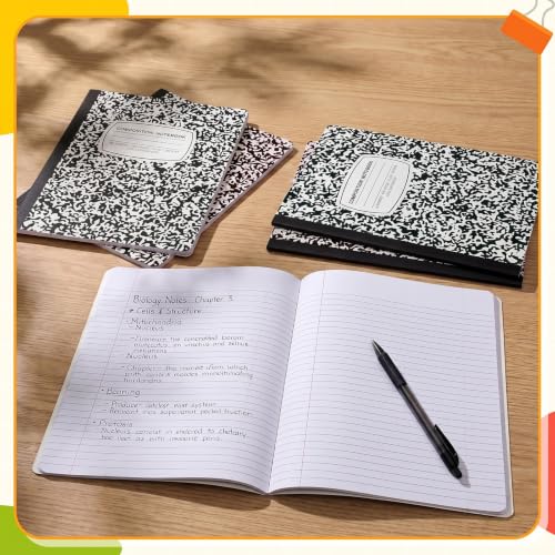 Fainne 100 Pack College Ruled Composition Notebooks B5 Composition Book Bulk 7.5 x 9.8 Inch 50 Sheets/ 100 Pages Marble Cover Journal Notebooks for College Office Back to School Supplies(Black) - color: Black