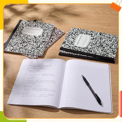 Fainne 100 Pack College Ruled Composition Notebooks B5 Composition Book Bulk 7.5 x 9.8 Inch 50 Sheets/ 100 Pages Marble Cover Journal Notebooks for College Office Back to School Supplies(Black) - color: Black