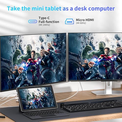 AWOW 10.1" Tablet with Keyboard, 2-in-1 Mini Laptop Tablet PC, Intel N150, 12GB RAM 256GB SSD, in-Cell Display, 36W PD Fast Charging, WiFi 6, BT 5.0, HDMI, Type-C, 8MP+5MP Camera