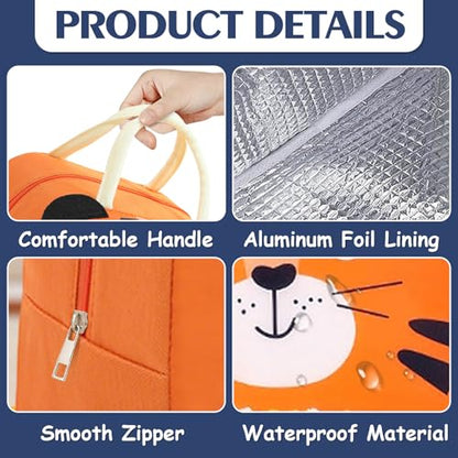 Lunch Bags Tote Cooler Bag Insulated Reusable Lunch Tote Bags Cartoon Portable Lunch Box Bag for Work Office Picnic Beach (Tiger) - color: Tiger