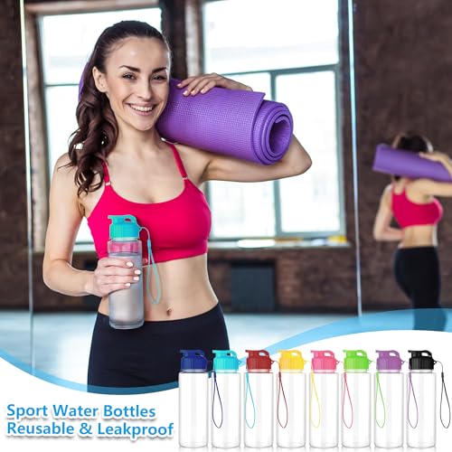 16 Pack Bulk Water Bottles-17oz Plastic Sports Water Bottles for Kids and Adults Leak Proof, Reusable for Gym Travel School Office, White - color: White