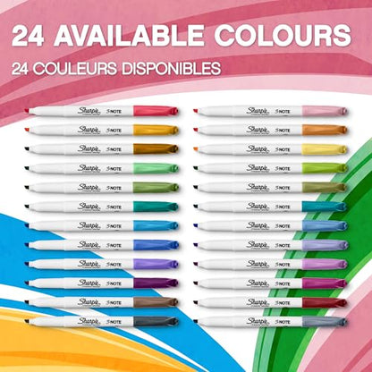 Sharpie S-Note Creative Colouring Highlighter Pens | Marker Pen to Write, Draw & More | Assorted Pastel Colours | Chisel Tip | 12 Count