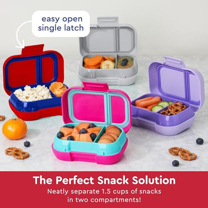 Bentgo Kids Snack Leak-Proof 2 Compartment Bento-Style Container | For Snacks & Small Meals, Easy-Open Latch, Dishwasher Safe, BPA-Free for School, Daycare, & Sports, Ages 3+ (Red/Royal) - color: Red/Royal