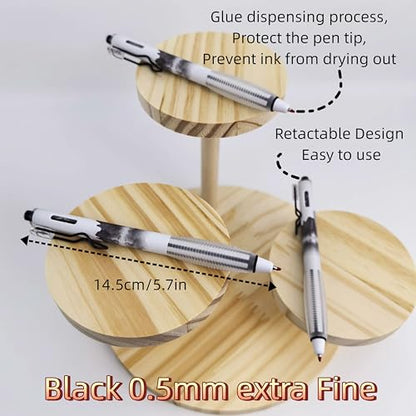 Fengtaiyuan Retractable Gel Pens, 0.5mm ST Precision Tip Quick Dry Black Ink, Gradient Black Barrel with Triangular Silicone Non-Slip Grip, Ergonomic Smooth Pens for Exam School Office [Pack of 6] - color: BlackGRB05P6