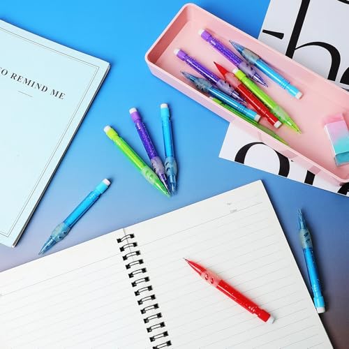Gersoniel 32 Pieces Assorted Mini Mechanical Pencils 0.7 mm Automatic Pencils with Mini Erasers Pens Stationery Supplies for Home Office School Writing Drawing Drafting