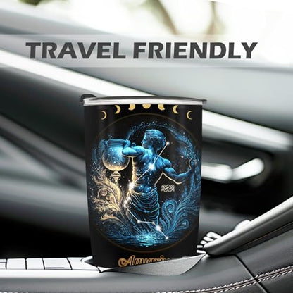 Horoscope Aquarius 20oz Insulated Tumblers Travel Mug Cup Gifts for Birthday Boys Girls Men Women Son Daughter Travel Essentials Accessories Must Have Cold Iced - color: Aquarius