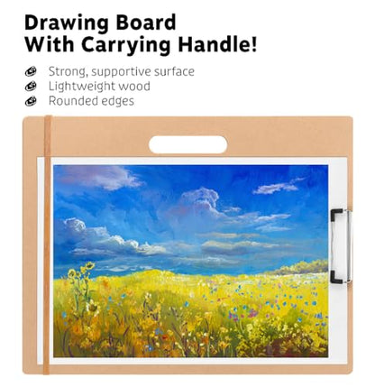 Sketch Board - 13" x 17" Portable Art Portable Drawing Board with Handle, Pack of 2 - size: 13"x17", 2 Pack