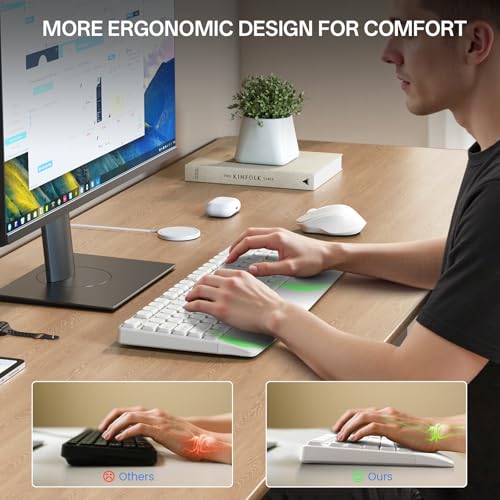 PHILIPS Wireless Keyboard and Mouse Combo-Ergonomic Keyboard and Mouse Wireless Combo with Silent Design,Plug n' Play,Sleep Mode and 2.4GHz Keyboard for Mac, Windows, Laptop-White - color: White