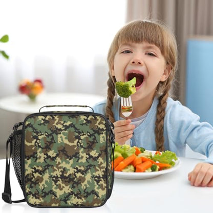 Pardick Camouflage Themed Boys Lunch Bag,Camo Army Green Kids Insulated Lunch Box with Adjustable Shoulder Strap Waterproof Lunch Bento Tote Bag Thermal Lunch Box for School Picnic Travel Outdoor - color: Camouflage