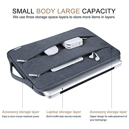 Voova 13 13.6 Inch Laptop Sleeve Case Compatible with MacBook Air 13 M1/M2/M3/M4 2020-2025, MacBook Pro 13/14, IPad Air/Pro 13, Waterproof Slim Computer Bag Cover with Handle, Dark Grey - color: Dark Grey, size: 12.6-13.6 Inch