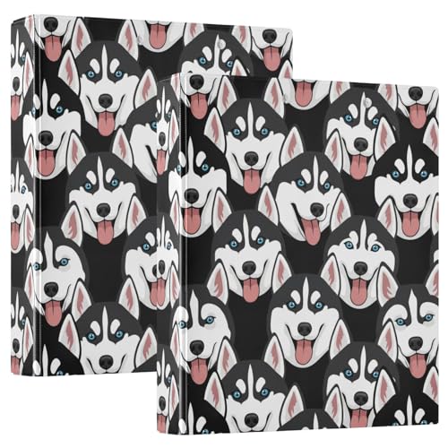 3 Ring Binder 1.5 in Recipe Binders 2 Pcs Cute Husky Dog | Decorative Client Records with Clip 3 Clear Interior Pockets for 200 Sheets Letter-Size(11" x 8.5") Paper PVC Cover Folder - color: Cute Husky Dog