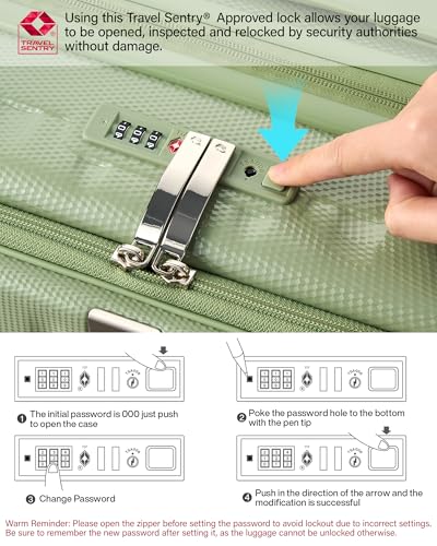 Hanke Top Opening Carry-On - Expandable 16 Inch Airline Approved Spinner | Easy-access top opening,360° spinner wheels,lightweight expandable hardshell, fits overhead bins,for overnight business trips - color: Bamboo Green, size: 16 Inch Expandable
