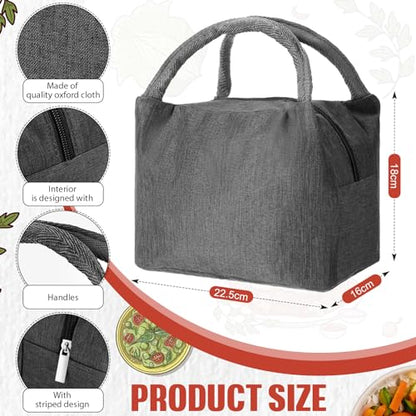 Chunful 12 Pcs Lunch Bags Bulk Reusable Insulated Lunch Box Bags with Aluminum Leakproof Tote for School Students Kids Women Men Children Adult Office Work Employees Travel - color: Gray