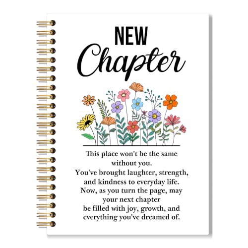 New Chapter Floral Spiral Notebook for School Office, New Job New Beginnings Divorce Gifts for Women Men Coworkers Friends, Inspirational Farewell Retirement Gifts for Boss Leaders Mentors - color: White, style: New Chapter