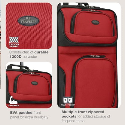 U.S. Traveler Rio Lightweight Softside Rolling Carry-on Suitcase, 2-Wheel Single, Red - color: Red, size: 21"