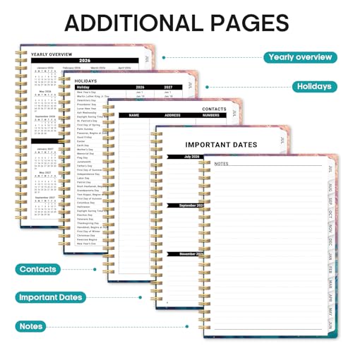 Planner 2026-2027, Academic Year Monthly and Weekly Calendar Planner, Jul 2026 - Jun 2027, Hardcover Teacher Student Planning Agenda book with Tabs, Perfect for School Office Supplies, 6.3" x 8.5" - Galaxy Flow - color: E-Galaxy Flow, size: (6.3"x8.5")a5