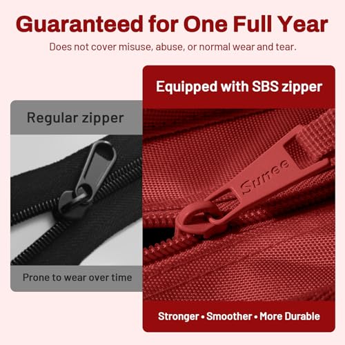 SUNEE Zipper Binder 3 Ring, 3 Inch O-Ring with Handle and Shoulder Strap, 600-Sheet Capacity, 5-Tab Expanding File Folder, Multi-Pockets for Middle School Organizer Binder with Zipper, Bright Red - color: Bright Red