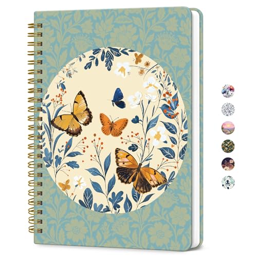 ZOTIA Lined Spiral Journal for Women, A5 Aesthetic Hardcover Notebook for Work, School & Note Taking, Pretty College Ruled Journal, 140 Pages, 6" x 8", Floral Halo - color: R-Floral Halo