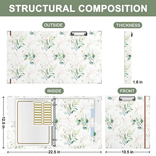 Rouidr 3 Ring Binder with clipboard, 1 inch 8.5 x 11 in Letter Size View Binders Organizer with Dividers Tabs & Clear Sleeves, School Supplies, Office Supplies, Leaves - color: Leaves, size: 1in(Letter Size)