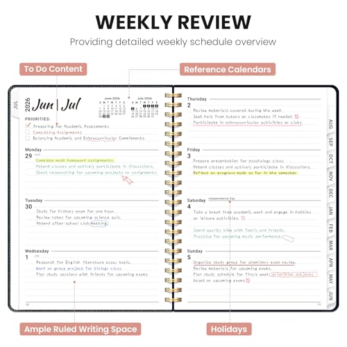 Planner 2026-2027, Academic Planner Weekly and Monthly, Jul 2026 - Jun 2027, Spiral Bound School Planning Tool with Tabs and Pocket, Perfect for Students & Teacher, 6.3" x 8.5", Garden of Whimsy - color: A-Garden of Whimsy, size: 6.3"x8.5" (A5)