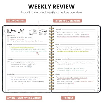 Planner 2026-2027, Academic Planner Weekly and Monthly, Jul 2026 - Jun 2027, Spiral Bound School Planning Tool with Tabs and Pocket, Perfect for Students & Teacher, 6.3" x 8.5", Garden of Whimsy - color: A-Garden of Whimsy, size: 6.3"x8.5" (A5)