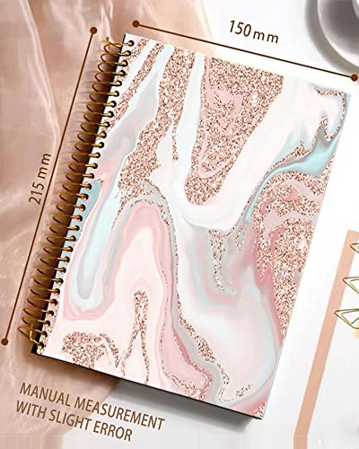 iampanda Spiral Journal Notebook,Strong Twin-Wire Binding with Premium Paper for Girl Women,60 Sheets A5 College Ruled Notebook/Journal,Perfect for School Office Home Gifts,Modern Rose Gold Glitter - color: Modern Rose Gold Glitter Marble