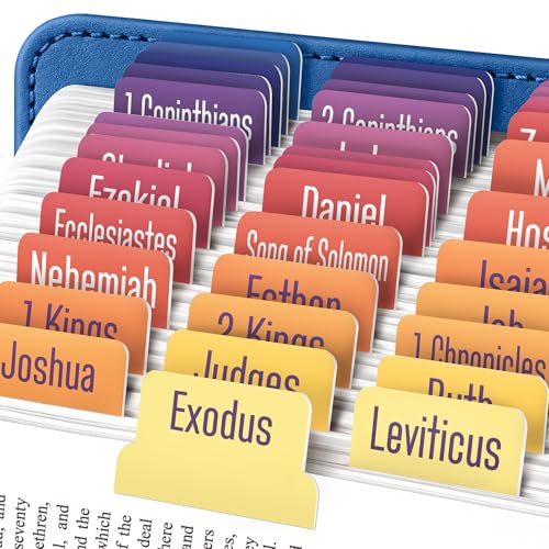 EssexWares – Sunset Solid Color Bible Tabs for Old and New Testament, 80 Large Print Tabs for Bible Study, Water-Resistant and Durable Bible Index Tabs for Women and Men - 1.7" Wide - color: Sunset