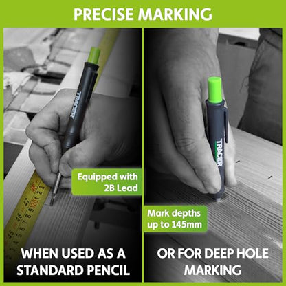 Tracer Marking Kit - Deep Hole Pencil, ALH1 Lead set and 2 Clog Free Markers with Holsters. Construction pencil & Marker set - style: 4pc Set
