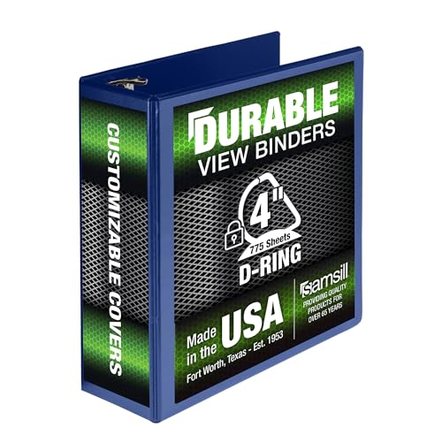 Samsill Durable 4 Inch Binder, Locking D Ring Binder, Customizable Clear View Cover, Dark Blue, Holds 775 Pages - color: Dark Blue, size: 4 Inch