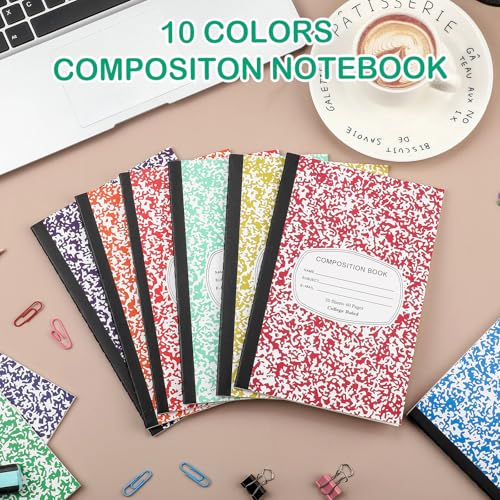 Fainne 100 Pack College Ruled Composition Notebooks A5,Multicolor - color: Multicolor
