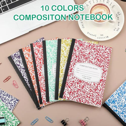 Fainne 100 Pack College Ruled Composition Notebooks A5,Multicolor - color: Multicolor