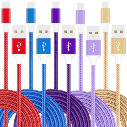 HKYUSHINE USB to USB C Cable, 5-Pack Multi-Length (3/3/6/6/10FT), USBC C Chargers Fast Charging Cord Type C Cable, 3.1A 66W Max for Samsung Galaxy Note, Google Pixel, LG, OnePlus, Moto G & Android - color: Multicolored-2