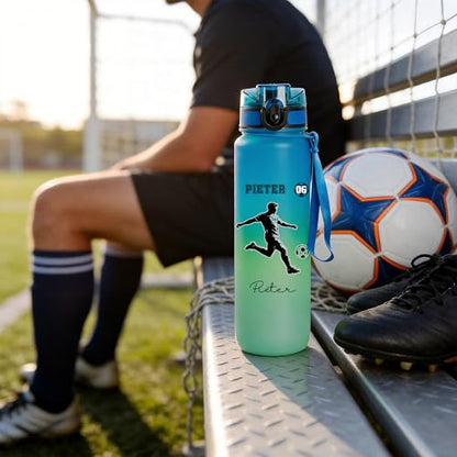 Personalized Water Bottles for Sports Lovers | Custom Name Silhouette Gradient Plastic Gym Bottle | Birthday Sports Gifts for Athletes