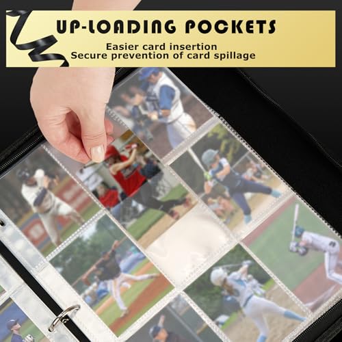 9-Pocket Trading Card Binder, PU Leather Zip Card Binder Album Holds 900 Cards for TCG, Sports Cards, Collectible Cards（RED） - color: Red