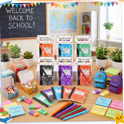 24 Sets Mini Composition Notebook and Ballpoint Pen Bulk Back to School Gifts 3.4 x 4.7'' Small Pocket Notebooks Marble Memo Notepad with Bag for Classroom Reward Student Teacher